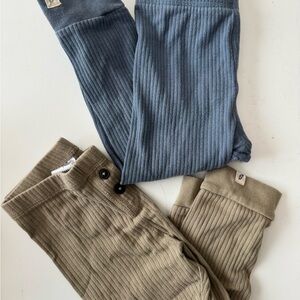 Stylish Kids Ribbed Leggings - Blue and sage green